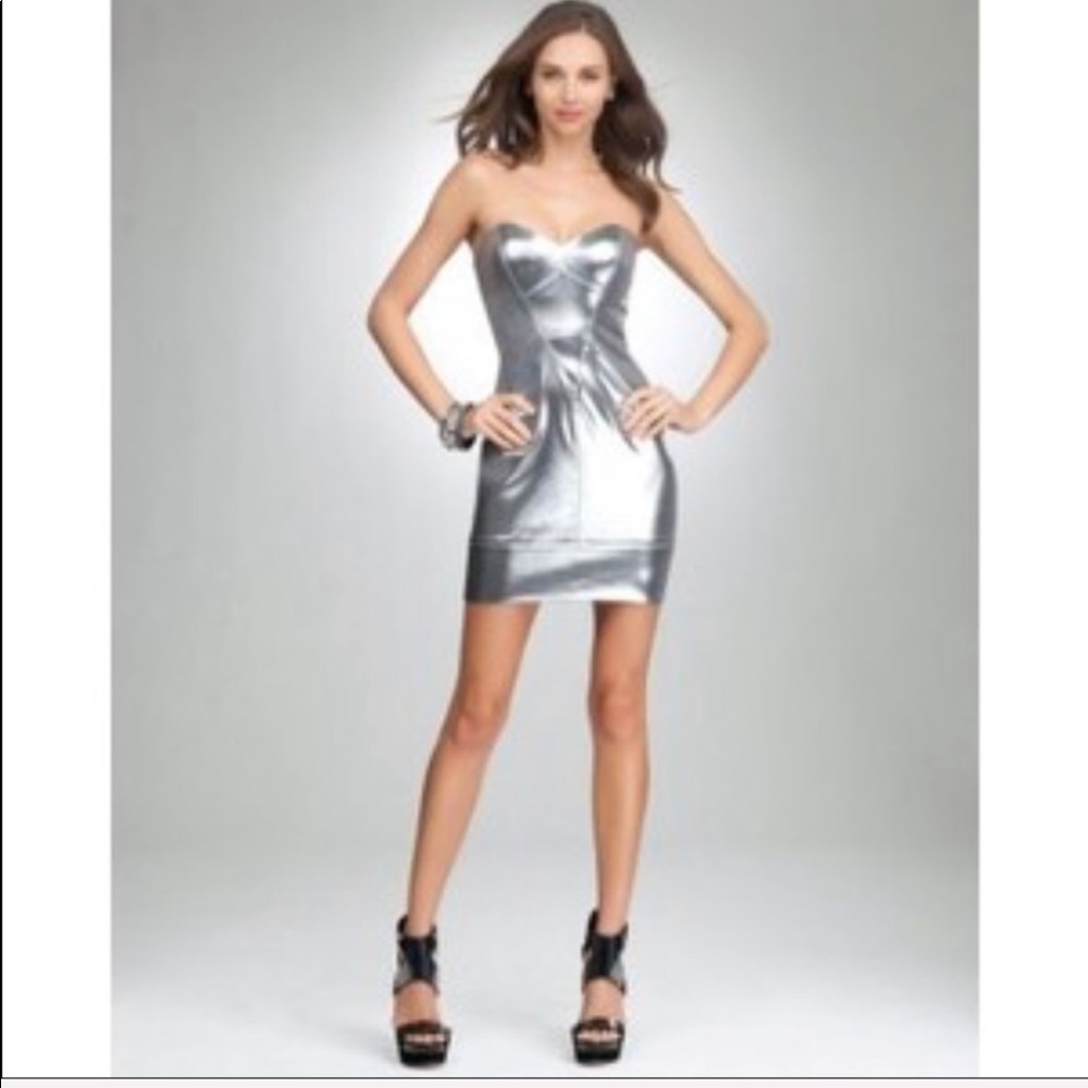 bebe Silver Mini Dress